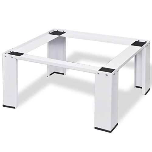 Lepeuxi Base Soporte para Lavadora Acero Blanco 6,2 Kg, 63 X 54 X 31 Cm, 100 Kg Adecuado para Todas Las Lavadoras Estándar con Almohadillas Antideslizantes y Patas de Goma