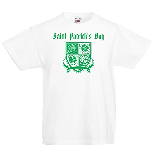 lepni.me Camisas para niños Saint Patrick's Day Shamrock Symbol - Irish Party Time (5-6 Years Blanco Multicolor)