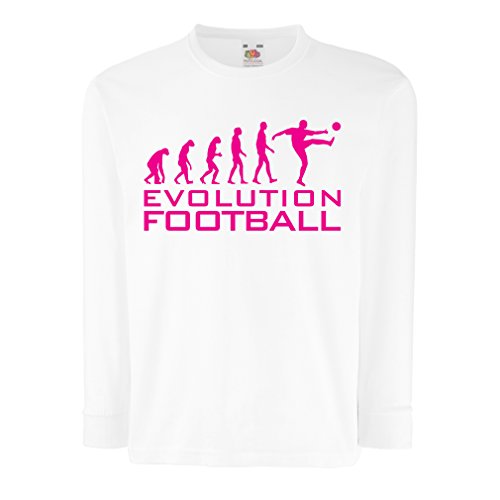 lepni.me Camiseta para Niño/Niña La evolución del fútbol - Camiseta de fanático del Equipo de fútbol de la Copa Mundial (5-6 Years Blanco Magenta)