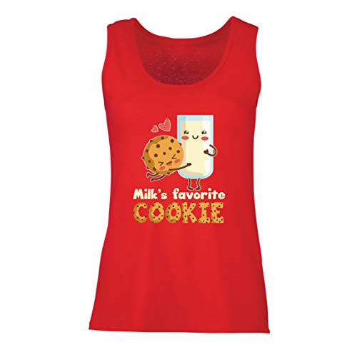 lepni.me Camisetas sin Mangas para Mujer La Galleta Favorita de Milk, un simpático Dibujo Animado Que combina con la diversión (XX-Large Rojo Multicolor)