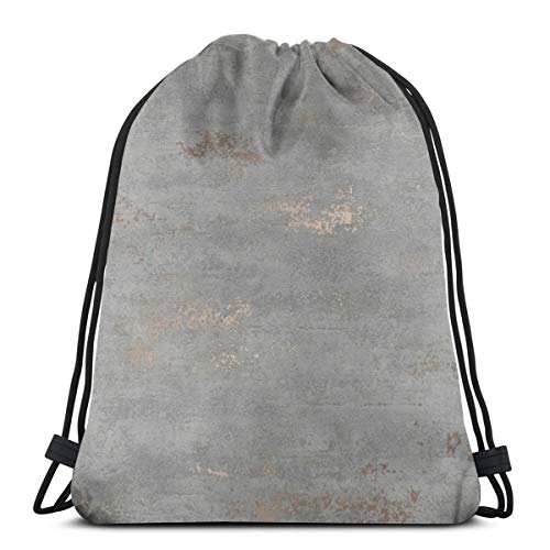 LEPO'S Mochila deportiva con cordón para gimnasio, papel pintado metálico industrial de cobalto, gris cobre con imagen P, bolsa de cordón resistente al agua, ligera, para natación, yoga, unisex