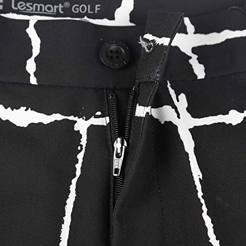 Lesmart Pantalones Golf Hombre Chinos Largo Casual Deporte al Aire Libre Frente Plano Transpirable Cómodo Talla 30W/32L Tartán