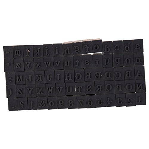 Letras del Alfabeto Sellos-Caucho Letra Número Juego de Sellos de Goma en una Caja de Madera Rústica-70Pcs