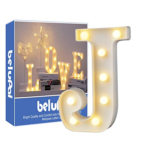 Letras Led Letras Luminosas Decorativas Letras Alphabet Light Luces De Espejo Del Alfabeto A-Z con Luces de LED para Decoración de DIY Wedding Party Dormitorio Decoración de Navidad- Letra J