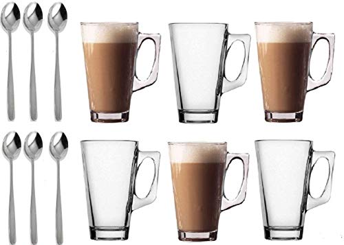 LETTUCE EAT® Juego de 6 vasos de cristal de café para té, tazas de café y cafetería para bebidas calientes, tazas de café y frutas (se adapta a Tassimo y Dolce Gusto)