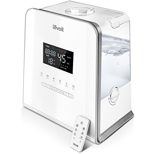 Levoit Humidificador Ultrasónico 5,5L Bebés de Vapor Caliente y Frío, Difusor de Aroma, 5 Niveles Ajustables, Monitor de Humedad, Control Remoto y Temporizador, Auto Apagado, Boquilla 360°, LV550HH