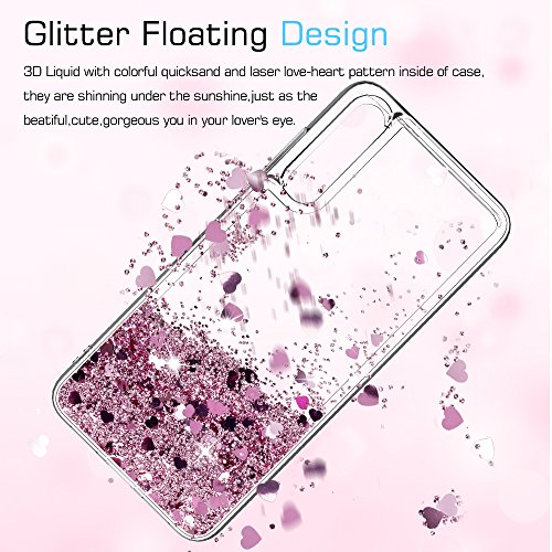 LeYi Funda Huawei P20 Pro Silicona Purpurina Carcasa con HD Protectores de Pantalla, Transparente Cristal Bumper Telefono Gel TPU Fundas Case Cover para Movil Huawei P20 Pro ZX Oro Rose