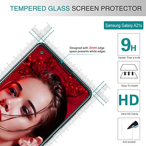 LeYi Funda Samsung Galaxy A21S con [2-Unidades] Cristal Vidrio Templado,Cristal Transparente Shockproof Carcasa Silicona PC y TPU Slim Gel Bumper Antigolpes Cover Case para Movil A21S, Clear