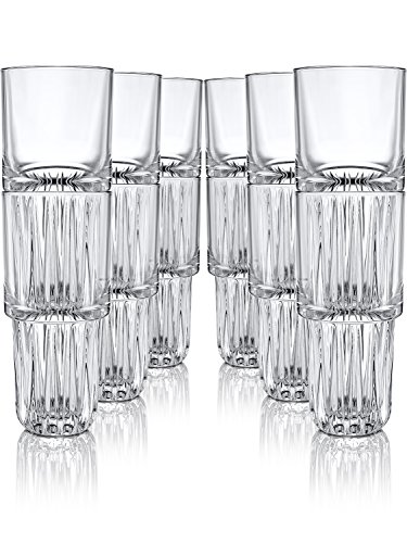 Libbey - Vasos de cóctel, 12 unidades, cristal transparente, alta estabilidad para bebidas largas, cócteles y zumos, 355ml