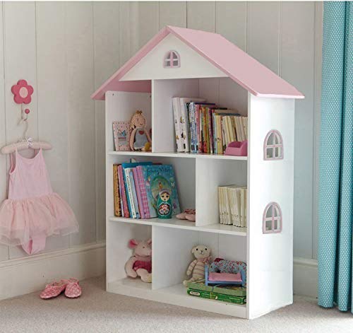 Liberty House Toys - Estantería de Madera para Casas de muñecas, Color Blanco y Rosa, 106,5 cm de Alto x 83 cm de Ancho x 30 cm de Profundidad