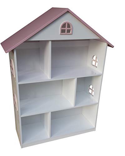 Liberty House Toys - Estantería de Madera para Casas de muñecas, Color Blanco y Rosa, 106,5 cm de Alto x 83 cm de Ancho x 30 cm de Profundidad