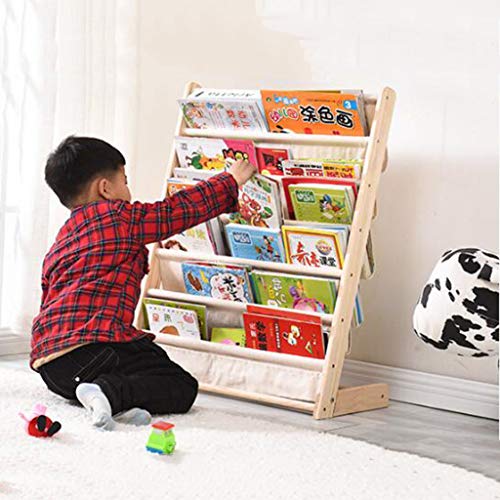 Librerías Estantería para niños Estante de ensamblaje Simple de Madera Maciza Estante de almacenaje para niños de pie estantes para Libros de imágenes para bebé multifunción