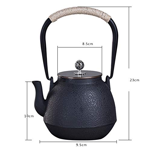 LiChaoWen Tetera De Hierro Fundido Tetera Hecha A Mano Wok Grande Obra Fina Textura Rústica Fundición De Hierro Negro Olla De Té De La Tetera Caldera 1000ML (Color : Black, Size : 1000ml)