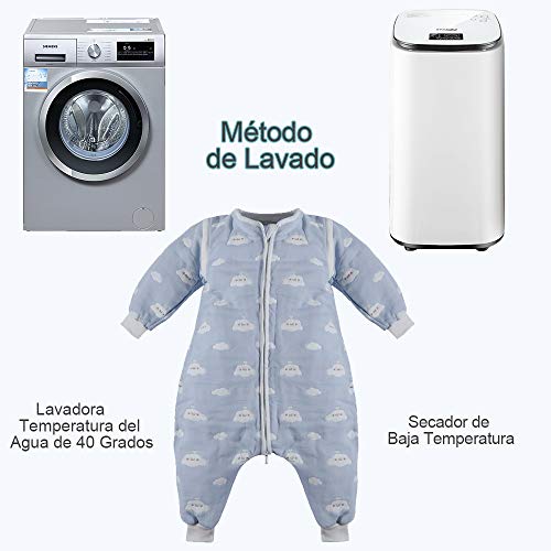 Lictin Saco de dormir para bebés con mangas extraíbles para bebés Niños de 1-3 años de 75 a 95 cm motivo de cielo azul y nubes blancas 100% al algodón orgánico (0-1.5 años)