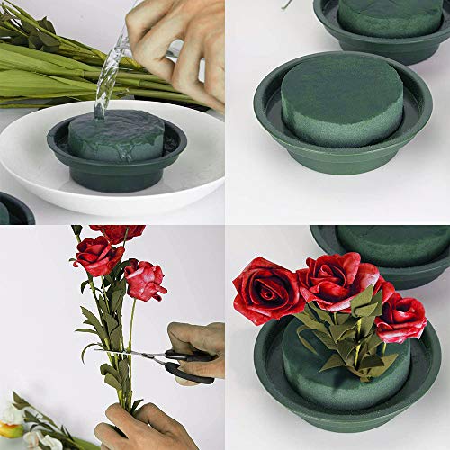 Lifreer Kit de arreglos florales, base de espuma verde redonda húmeda y seca, con cuenco para manualidades florales, decoración de boda, adorno de mesa, suministros de floristería