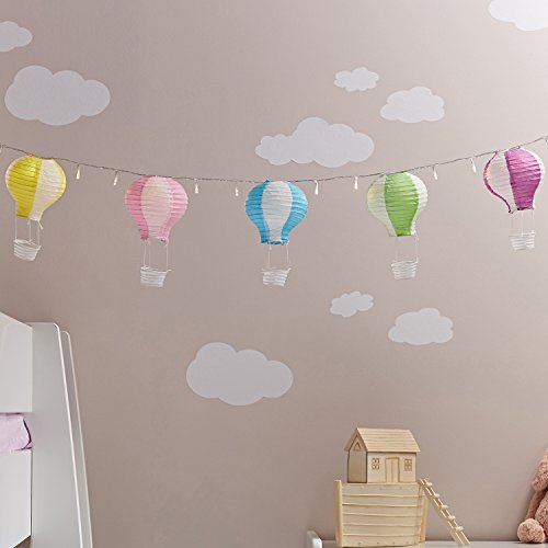 Lights4fun Conjunto de 5 Pantallas de Papel en Forma de Globo aerostático