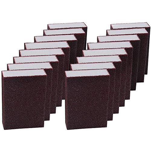 Lijado Esponja (16 Bloques) - Coarse Grueso Esponja de Lijado (10x6,9x2,5cm) Bloque de Lijado Seco y Mojado - Kit Lijas Variadas para Metal, Madera, Plástico, Decorar