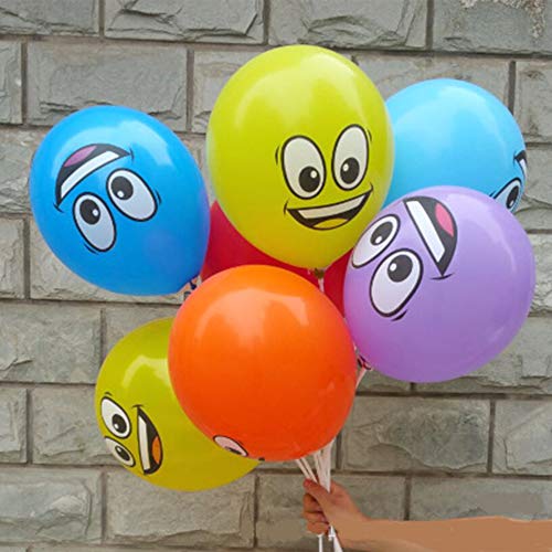 Limeo Globo Sonriente 100 pcs Emoji Globo Ojos Grandes Lindo Emoji Sonriendo Globo de látex para Fiesta de Cumpleaños o Decoración Navideña (Múltiples Colores)