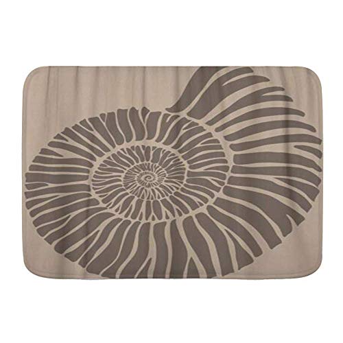 LiminiAOS Alfombra de baño, Nautilus Ammonite Shell Seashell Section Snail Silhouette Animal, Antideslizante Absorbente Ultra Suave Alfombrillas de decoración de baño