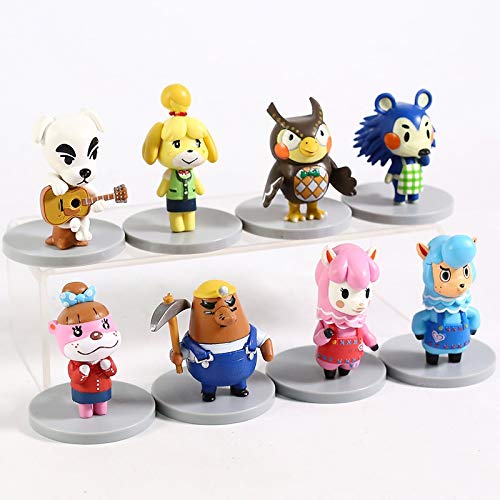 LINGJIA Animal Crossing Figura de acción 8pcs Juego Animal Crossing Figura Flick Merengue Fauna Isabelle Nook Judy Rover Tom Animal Crossing PVC Colgante