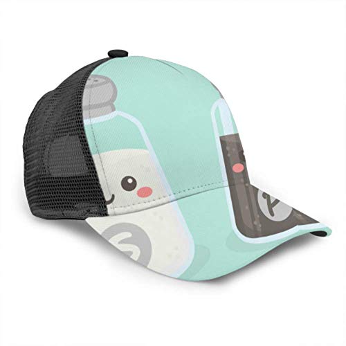 LINPM Gorra de béisbol Hombres Mujeres, Linda Botella de salero de Pimienta Ajustable Trucker Mesh Summer Vented Baseball Sun Cap Sombrero Sombrero Lavadora para Gorras de béisbol