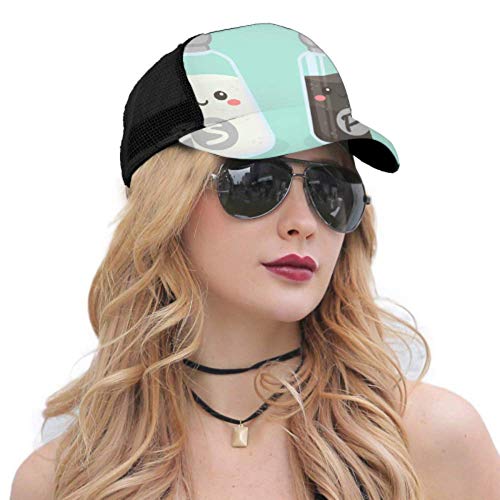 LINPM Gorra de béisbol Hombres Mujeres, Linda Botella de salero de Pimienta Ajustable Trucker Mesh Summer Vented Baseball Sun Cap Sombrero Sombrero Lavadora para Gorras de béisbol