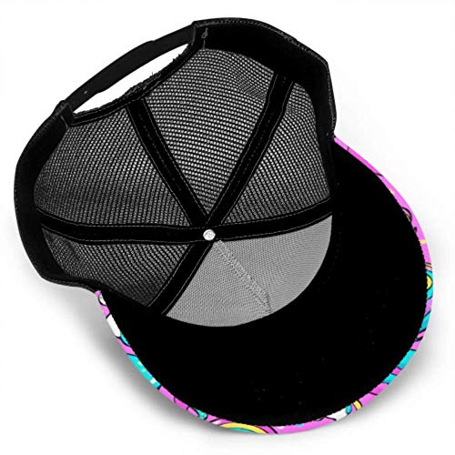 LINPM Gorra de béisbol Hombres Mujeres, Patrón sin Costuras Unicornios Donuts Rainbow Confetti Ajustable Trucker Mesh Summer Vented Baseball Sun Cap Sombrero Gorra para Mujeres