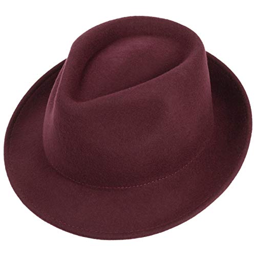 Lipodo Trilby Sombrero de Fieltro para Mujer/Hombre - Sombrero de Hombre Fabricado en Italia - Sombrero de Italiana para otoño/Invierno - Burdeos L (58-59 cm)