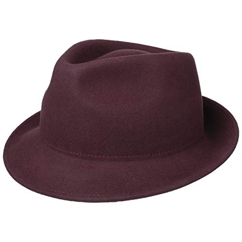 Lipodo Trilby Sombrero de Fieltro para Mujer/Hombre - Sombrero de Hombre Fabricado en Italia - Sombrero de Italiana para otoño/Invierno - Burdeos L (58-59 cm)