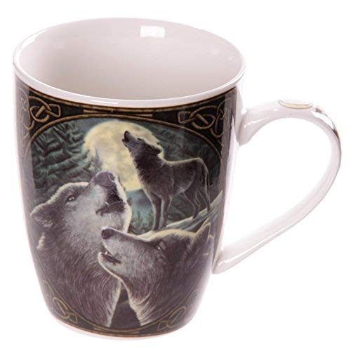 Lisa Parker Taza de Porcelana Caja de Regalo Letra de la canción diseño de Lobo Aullando a la Luna Moon Taza