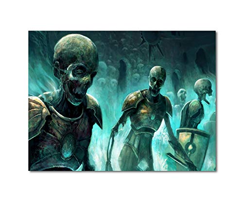 Listos para colgar marco de horror esqueleto legión Halloween cuchillo escudo lienzo arte en las paredes del dormitorio y sala de estar 45 x 30 cm