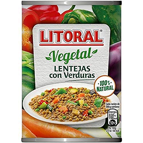 LITORAL Vegetal Lentejas con Verduras - Plato Preparado Sin Gluten - Paquete de 10x430g - Total: 4.3kg