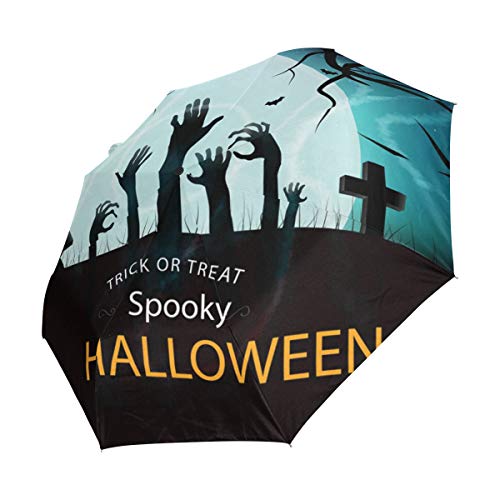 LIUBT Sombrilla de 3 pliegues para Halloween Trick or Treat con cierre automático, parasol antiUV