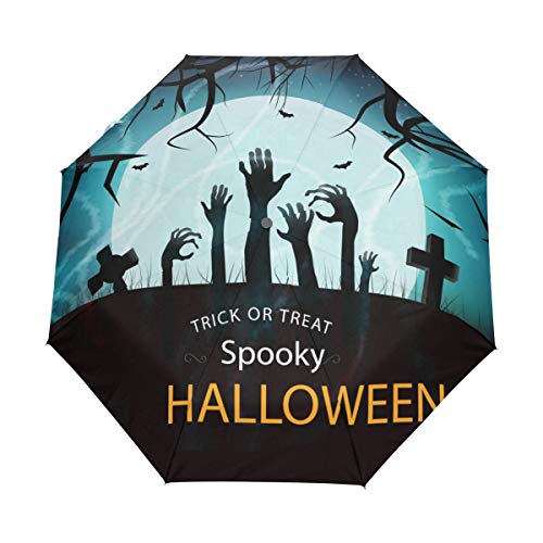 LIUBT Sombrilla de 3 pliegues para Halloween Trick or Treat con cierre automático, parasol antiUV