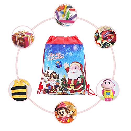 Lixinke Bolsa de Caramelo de la Navidad Bolsas, 12 Piezas Bolsas de Dulces de Navidad Bolsas con cordón Bolsas de Regalo for favores y Decoraciones Papá Noel súper Lindo para Chocolates D