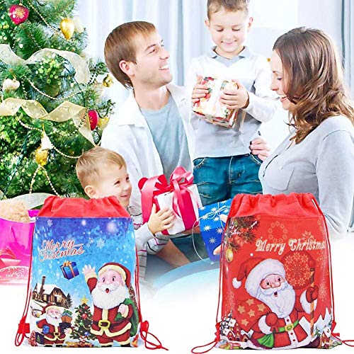 Lixinke Bolsa de Caramelo de la Navidad Bolsas, 12 Piezas Bolsas de Dulces de Navidad Bolsas con cordón Bolsas de Regalo for favores y Decoraciones Papá Noel súper Lindo para Chocolates D