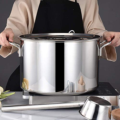 LIYONG Olla de 30 cm de Acero Inoxidable Grande y Profunda a la inducción de la Olla de cazuela Olla, Adecuado for Todas Las hornillas de la Cocina, 6 Tamaño (Color: Plata, Tamaño: 30cm * 20cm) HLSJ