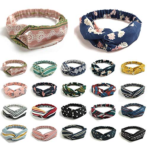 LJLLINGA 3 Unidsfashion Diademas Bohemias Imprimir Diademas para Mujeres Niñas Retro Nudo Cruzado Turbante Pañuelos Señoras Accesorios para el Cabello