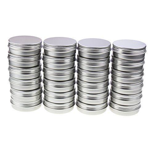 LJY - 24 piezas, latas de aluminio redondas, tapa con tornillo, latas de metal, tarros, tarros, vacío, deslizamiento, contenedores, (2 oz / 60 ml)