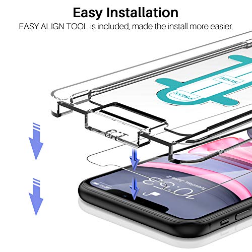 LK [3+3 Pack Protector de Pantalla para iPhone 11 Cristal Templado + iPhone 11 Protector de Lente de cámara,[Equipado con Soporte de Montaje más Seguro] Vidrio Templado Screen Protector