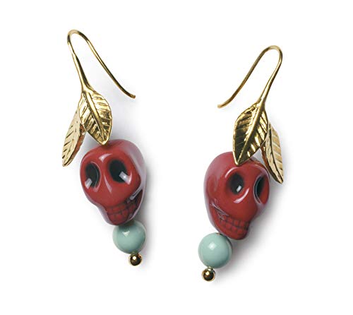 LLADRÓ Pendientes Calavera Frida Kahlo. Pendientes de Porcelana.