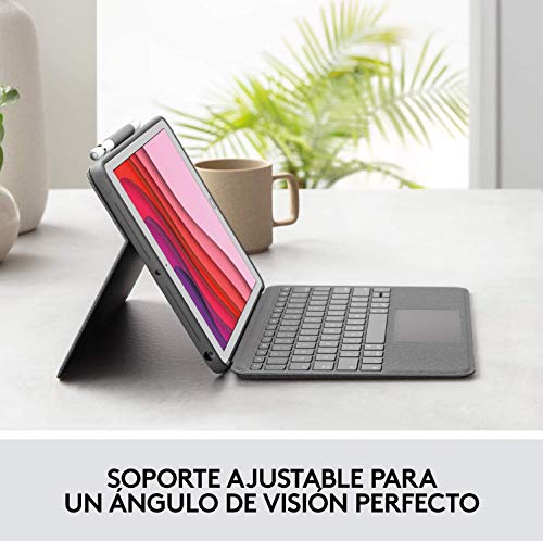 Logitech Funda con teclado Combo Touch para iPad 7a generación, con trackpad, teclado inalámbrico y tecnología Smart Connector, grafito