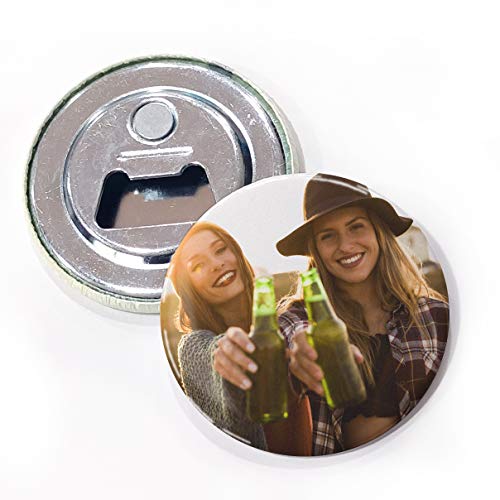 LolaPix Iman Nevera Personalizado con Foto. Chapa Abrebotellas. Regalos Personalizados con Foto. 56mm Ø. Varias Cantidades Disponibles