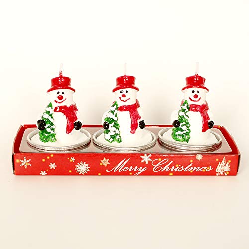 Longsing Velas de Muñeco de Nieve de Navidad Velas de Navidad de Papá Noel Velas árbol de Navidad Juegos de Regalo para la Decoración del Hogar 3 Piezas(Velas de muñeco Nieve Navidad)