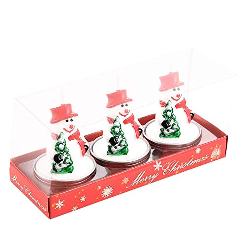 Longsing Velas de Muñeco de Nieve de Navidad Velas de Navidad de Papá Noel Velas árbol de Navidad Juegos de Regalo para la Decoración del Hogar 3 Piezas(Velas de muñeco Nieve Navidad)