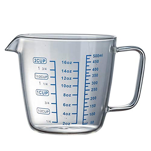 Longyitrade - Vaso medidor de cocina resistente al calor, vaso de cristal, herramienta de medición de la escala del té a la leche M