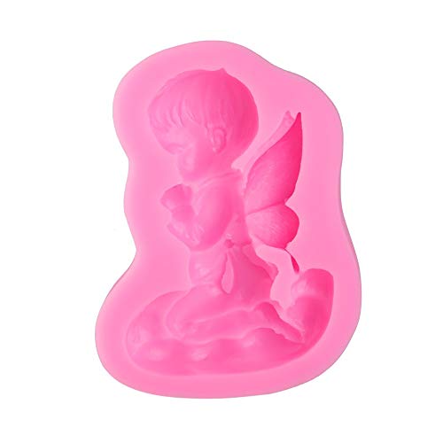 loonBonnie DIY Little Angel Pray Jabón Hecho a Mano Molde de Silicona Fondant Cake Pastel Molde de Chocolate Cocina Hornear Herramienta de decoración - Rosa