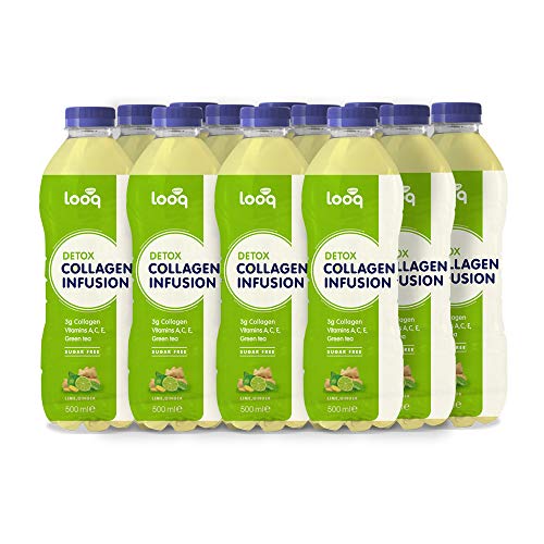 looq - Detox Lime & Ginger, bebida de colágeno, sabor a lima y jengibre 12 x 500 ml