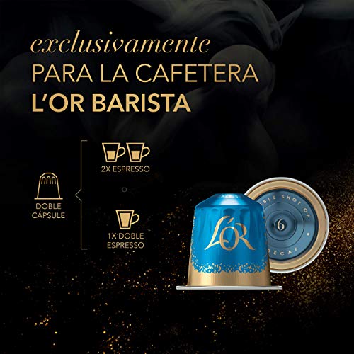 L'OR BARISTA, Cápsulas Doble Espresso Decaffeinato Intensidad 06 - Exclusivas para Cafeteras L'OR BARISTA, Pack de 5 x 10 [Total 50 cápsulas]