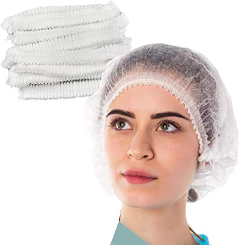 Lorcoo Gorro Desechable No tejidas, 100 Piezas Gorros de Ducha Desechables para Cabello, Peluqueria, Spa, Hotel y Ducha, 18 pulgadas